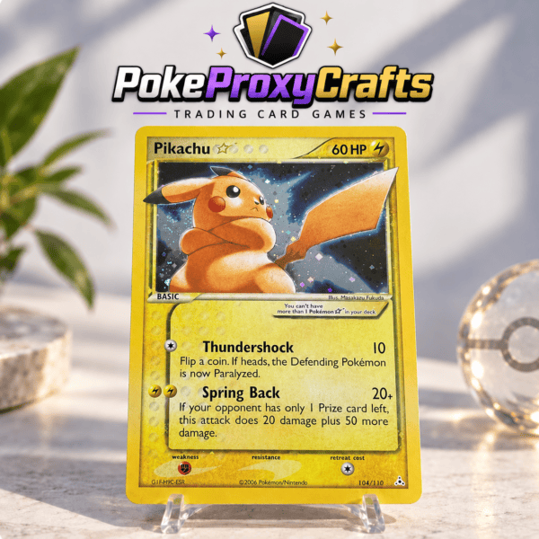 Pokémon EX Holon Phantoms – Pikachu [Gold Star] #104 (proxy card)