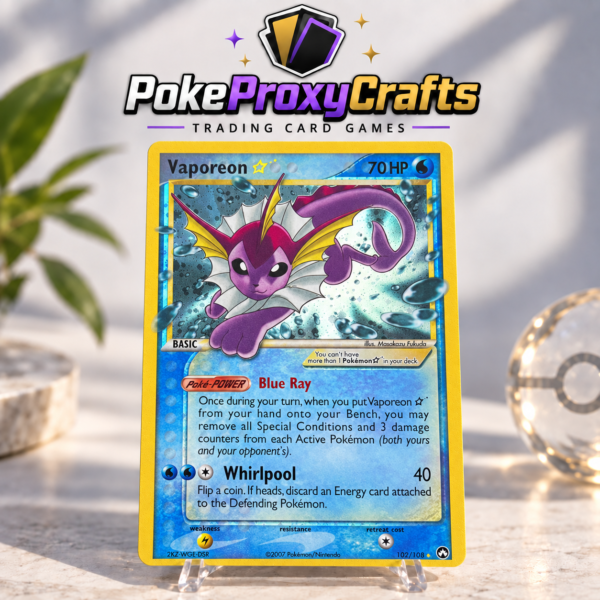 Pokémon EX Power Keepers – Vaporeon [Gold Star] #102 (proxy card)