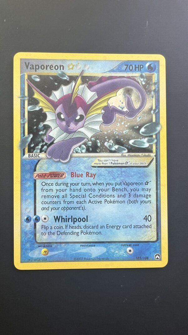Pokémon EX Power Keepers – Vaporeon [Gold Star] #102 (proxy card)