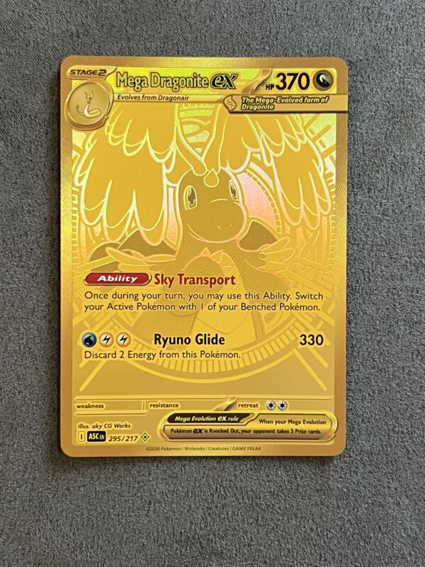 Card Set – Pokémon Ascended Heroes Gold Mega Charizard/Dragonite [Textured] (proxy cards)